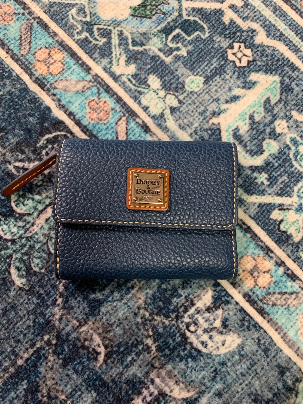 Dooney & Bourke brown NEW qvc Leather Card Holder wallet pebbled NAVY blue